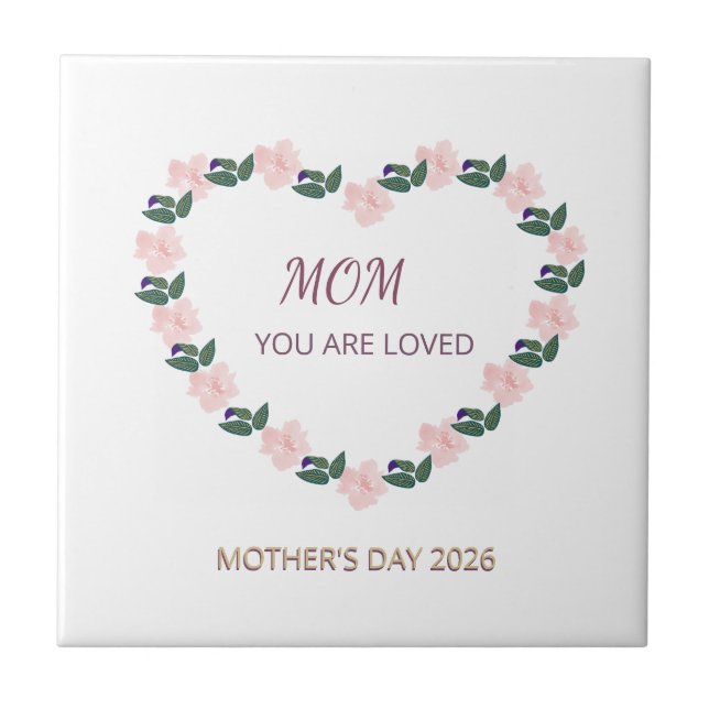 Azulejo Heart of Peonies Mom Love Message (Frente)