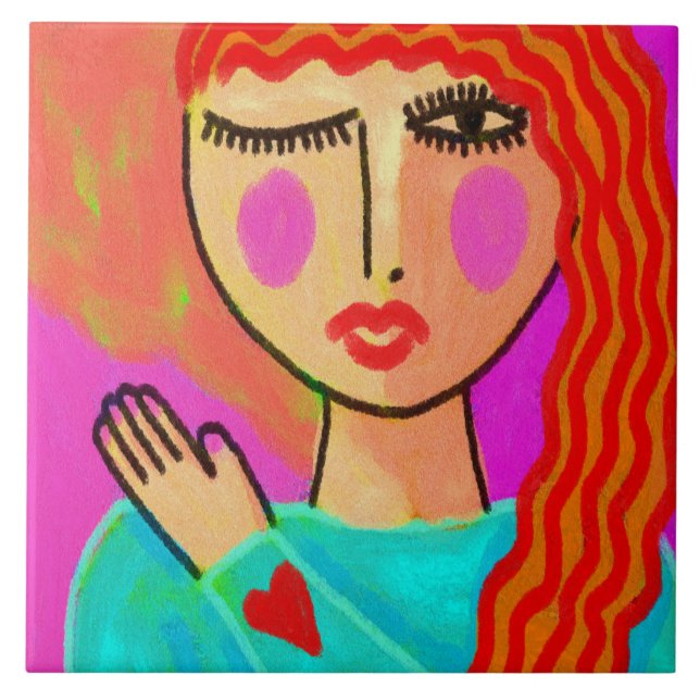 Azulejo Heart on Her Sleeve Ceramic Tile (Frente)