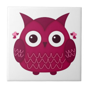 Azulejo Heart the Pink Owl