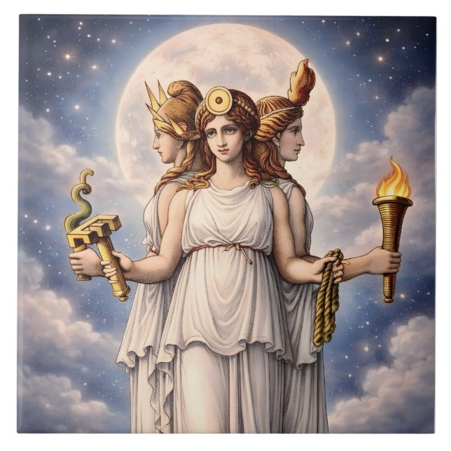 Azulejo Hecate Triple Goddess Celestial Moon Art – myth (Frente)
