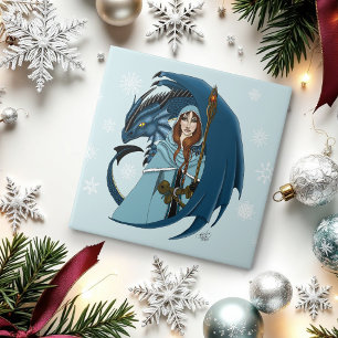 Azulejo Hechicera del Dragón Azul Copos de Nieve