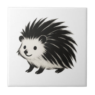 Azulejo Hedgehog minimalista - Diseño de animal de tinta n