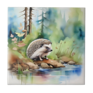 Azulejo Hedgehog Watercolor Cute