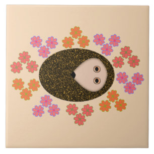 Azulejo Hedgehog y mosaico de flores somnolientas