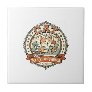 Azulejo Heladería de gatos Heladería de gatos Gato Vint