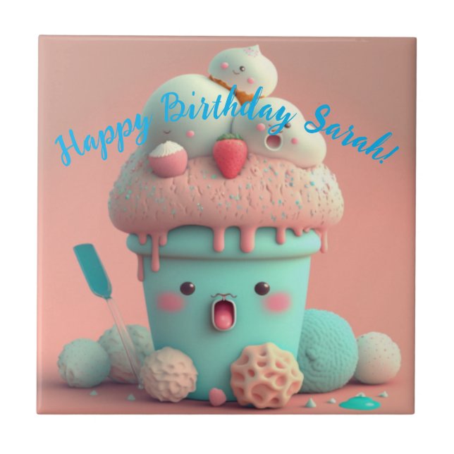 Azulejo Helado de Kawaii (Frente)