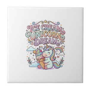 Azulejo Helado de Unicornio Sueño de Unicornio Tipografía