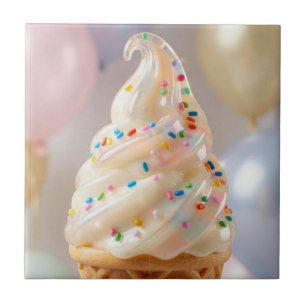 Azulejo Helado De Vainilla Sprinkles Cumpleaños
