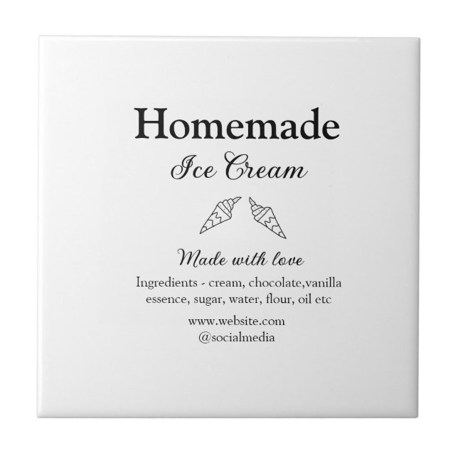 Azulejo Helados caseros añaden ingredientes hechos con amo (Frente)