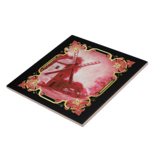 Azulejo Helicóptero suizo/noruego/holandés rojo