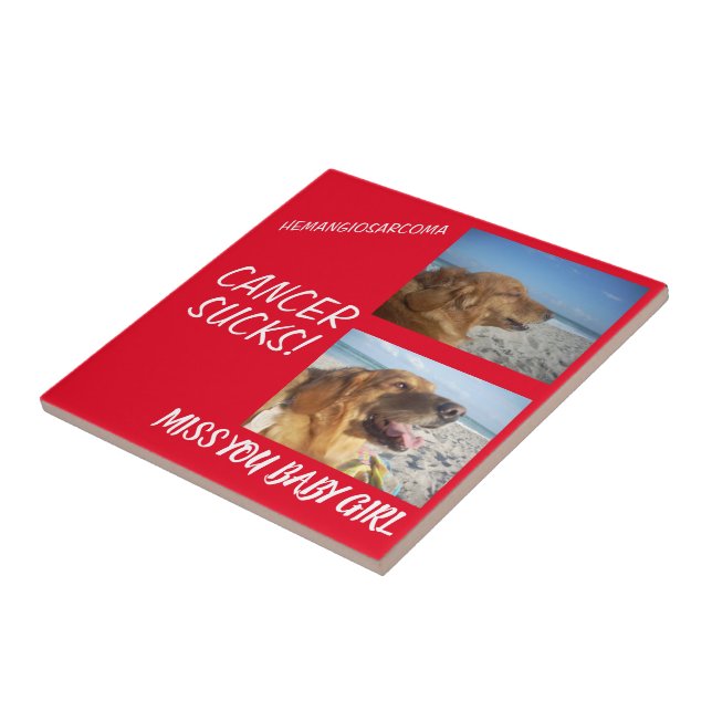 Azulejo Hememangiosarcoma rojo audaz Tributo por cáncer de (Lado)