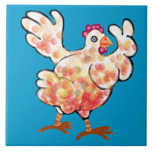 Azulejo Hen aleteando sus alas