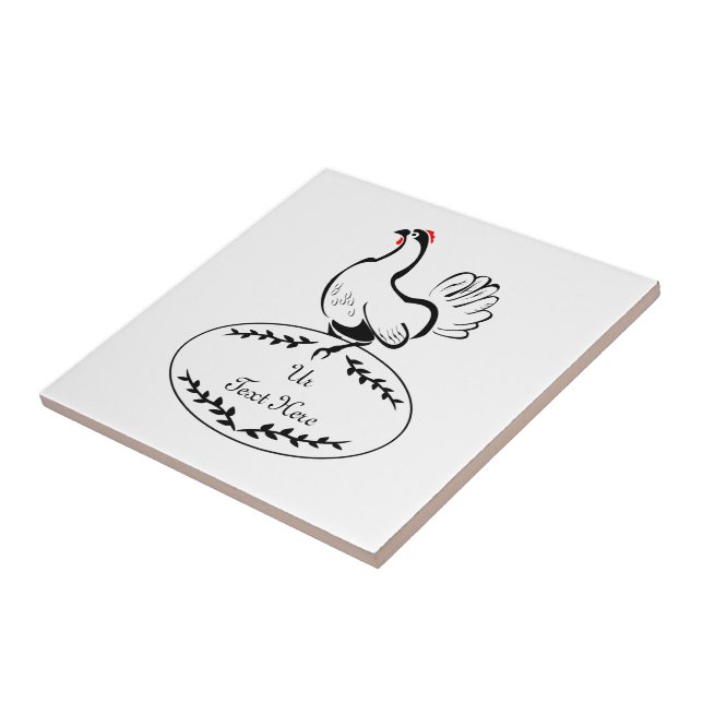 Azulejo Heno clásico blanco y negro en un huevo de monogra (Lado)