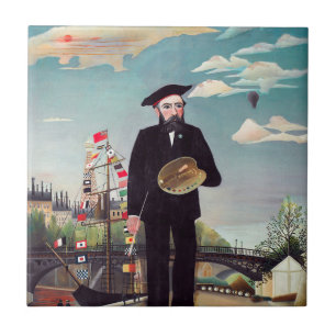 Azulejo Henri Rousseau - Autorretrato-Paisaje