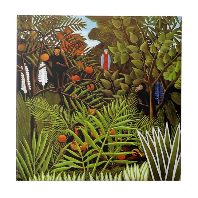 Azulejo Henri Rousseau - Paisaje exótico Arte de la jungla (Frente)