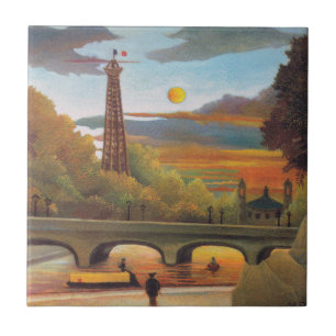 Azulejo Henri Rousseau - Seine y la Torre Eiffel en Sunset