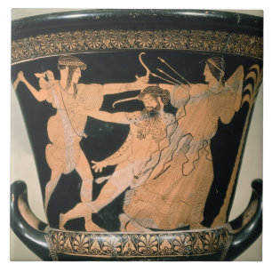 Azulejo Herakles que lucha, detalle de un ático rojo-figu