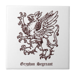 Azulejo Heráldica medieval Gryphon segreant