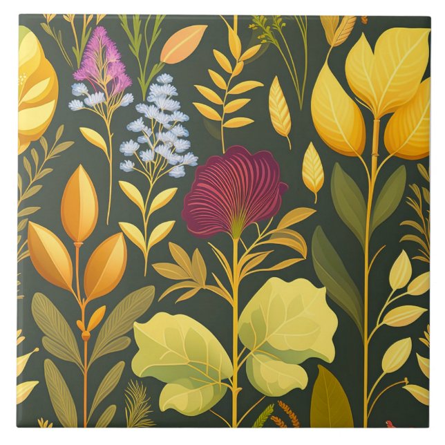 Azulejo Herbs Design Ceramic Tile (Frente)