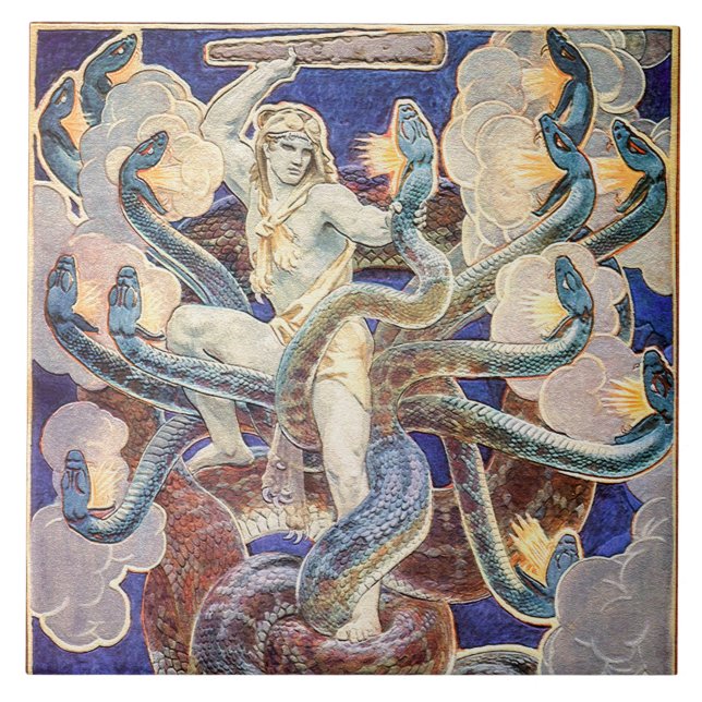 Azulejo Hércules y la hidra (Frente)