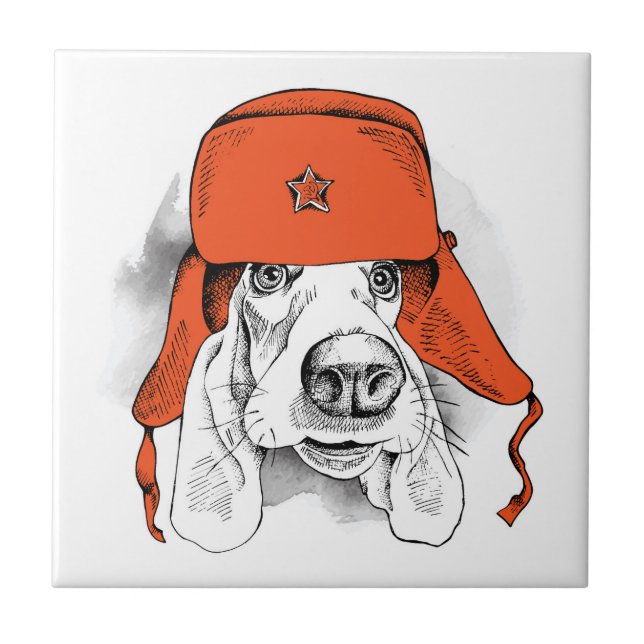 Azulejo Herido de Basset| Gorra Rojo Ushanka (Frente)