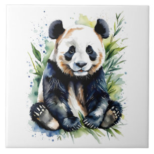 Azulejo Hermosa acuarela Panda Bear
