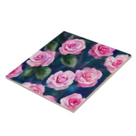 Azulejo Hermosa acuarela popular colección de rosas rosas