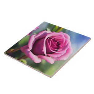 Azulejo Hermosa acuarela Rosa Rosa Colección moderna