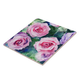 Azulejo Hermosa acuarela rosa rosa rosa colección popular