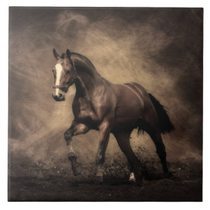 Azulejo Hermosa almohada de caballo marrón