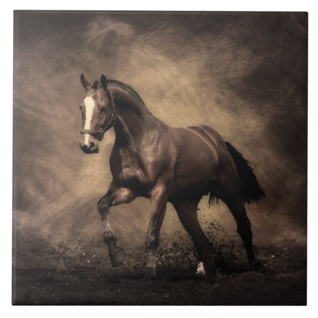 Azulejo Hermosa almohada de caballo marrón (Frente)