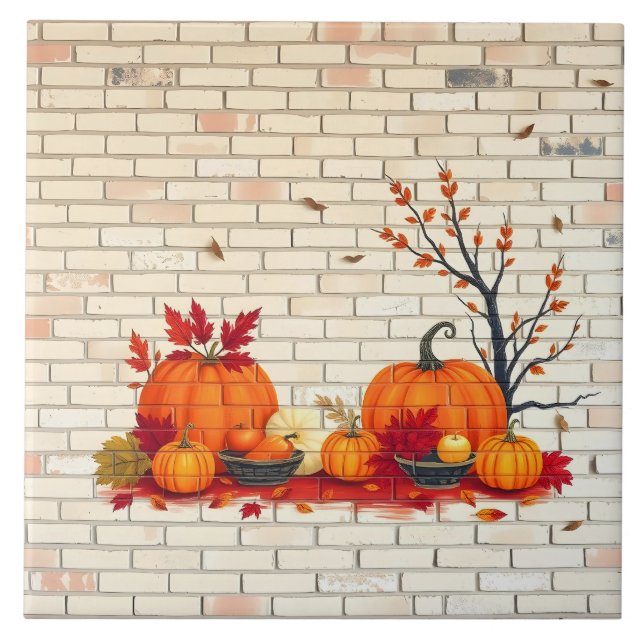 Azulejo Hermosa caída del día de gracias feliz y moderno (Frente)
