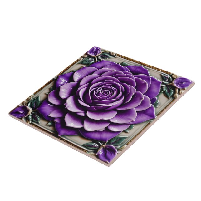 Azulejo Hermosa colección de moda de Rosas morados (Lado)
