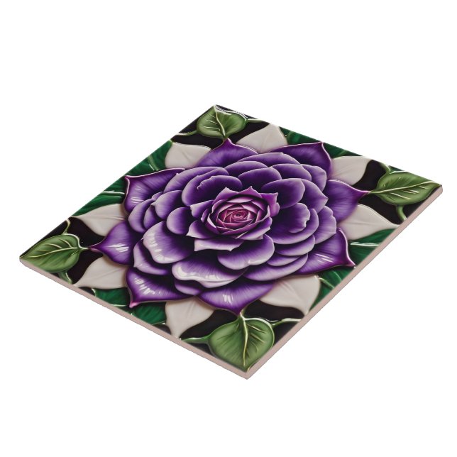 Azulejo Hermosa colección de moda de Rosas morados (Lado)