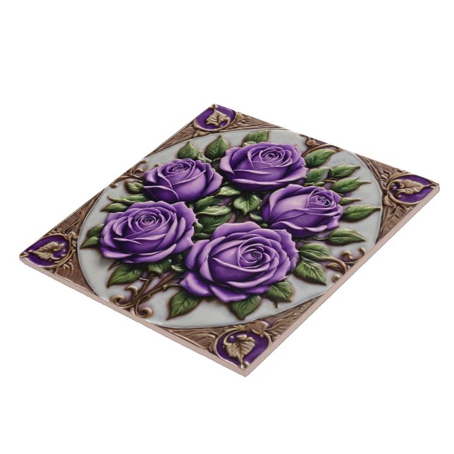 Azulejo Hermosa colección de populares Rosas morados (Lado)