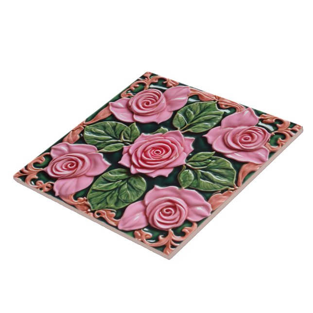 Azulejo Hermosa colección de rosas rosas rosas (Lado)