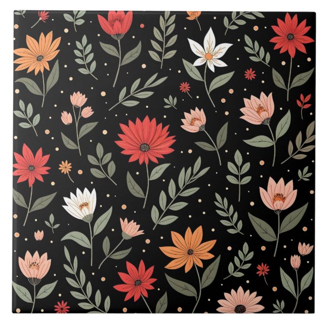 Azulejo Hermosa colección moderna de vintage floral (Frente)