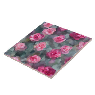 Azulejo Hermosa Colección popular de color de agua rosa ro