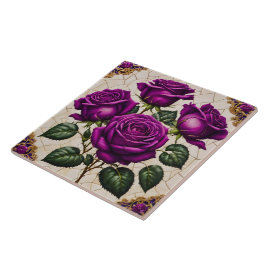 Azulejo Hermosa colección popular de Rosas morados