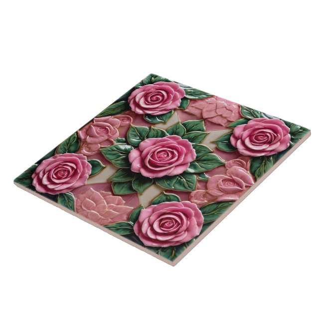 Azulejo Hermosa colección popular de rosas rosas rosas ros (Lado)