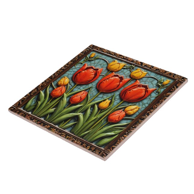 Azulejo Hermosa colección popular de Tulips (Lado)