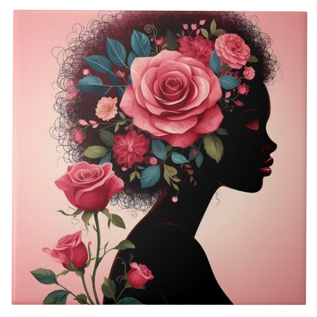 Azulejo Hermosa dama de artesanía de cerámica para el nego (Frente)