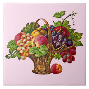 Azulejo hermosa estampación de cesta de fruta de Victoria