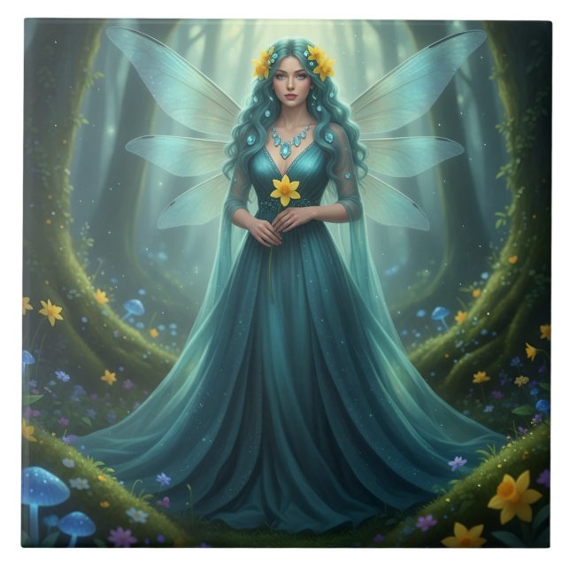 Azulejo Hermosa Fada de la Marcha de Aquamarine (Frente)