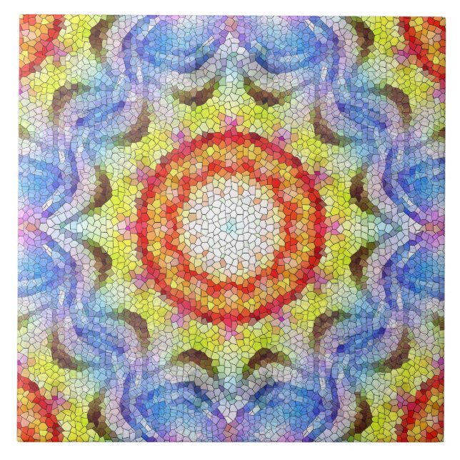 Azulejo Hermosa flor de sol mosaico brillante (Frente)