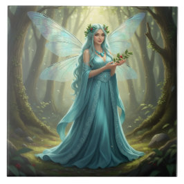 Azulejo Hermosa hada turquesa de diciembre