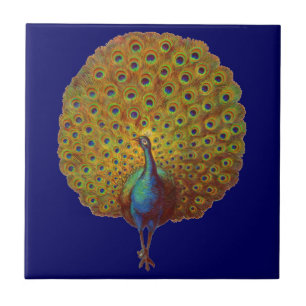 Azulejo hermosa huella de pavo real victoriana