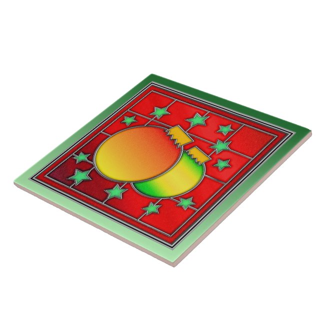 Azulejo Hermosa imagen de vidrio manchado para Navidades (Lado)