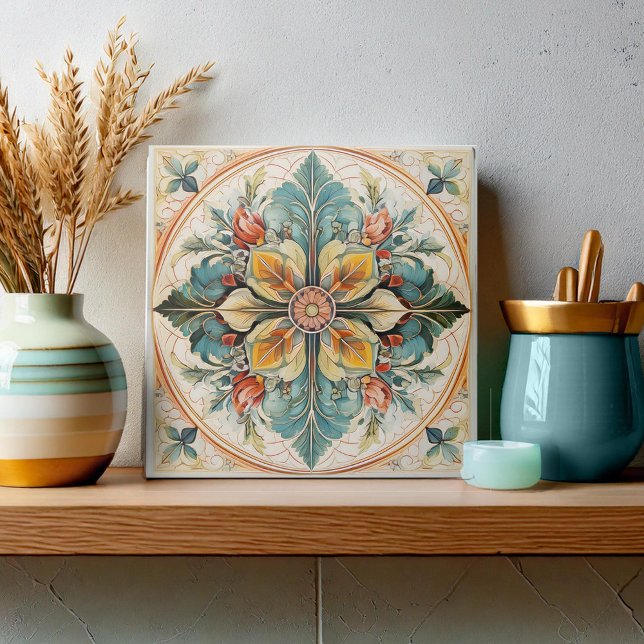 Azulejo Hermosa lámina de mosaico floral pat#15 Verde azul (Subido por el creador)