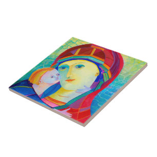 Azulejo Hermosa Madonna y colores vivos y coloridos para l